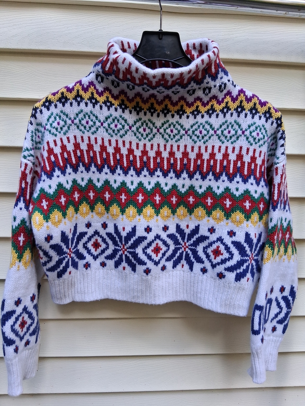 Polo Ralph Lauren Women’s Fair Isle/Geometric Cropped Sweater Size M 55% Wool
